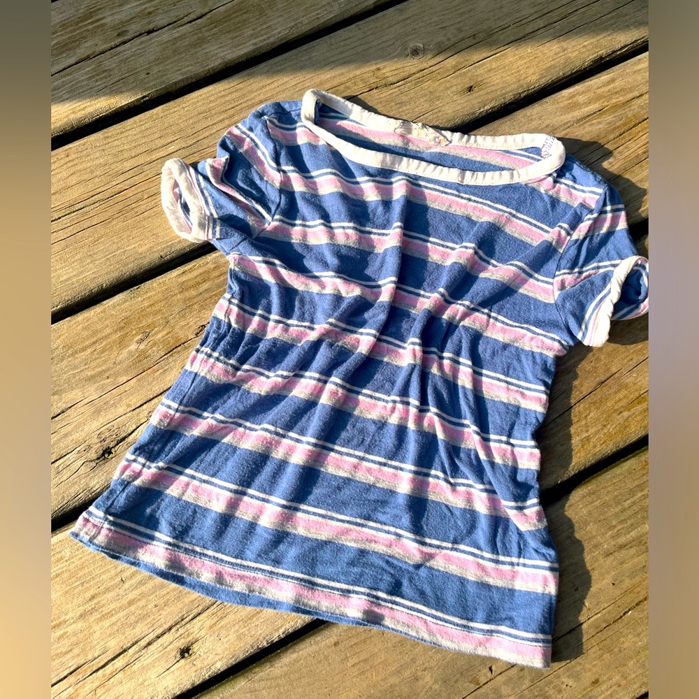 Girls Striped Short Sleeve T. Shirt Blue & Pink- Pink Republic Soft Baby Tee L